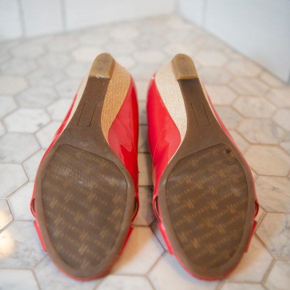 Orange patentent leather look wedge toe peep - peach/orange - Picture 3 of 3